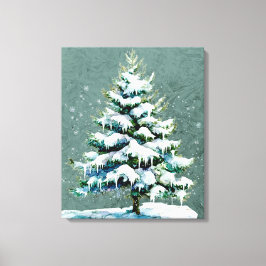 Elegante Natuur Snowy Spruce Wall Hanging Canvas Afdruk