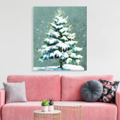 Elegante Natuur Snowy Spruce Wall Hanging Canvas Afdruk (Insitu (Woonkamer))