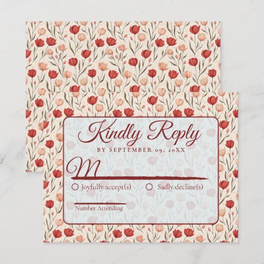 Elegante natuur tulp bloem bruiloft RSVP kaart (Voorkant / Achterkant)