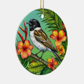 Elegante natuur vogel met bloemen decoratief ontwe keramisch ornament (Rechts)