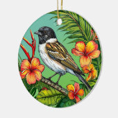 Elegante natuur vogel met bloemen decoratief ontwe keramisch ornament (Links)