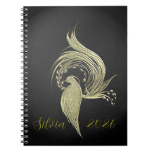 Elegante natuurkunst op zwarte notebooks
