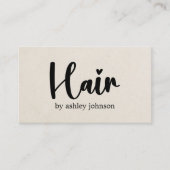 Elegante natuurlijke Beige Bold Heart Hair Salon Visitekaartje (Voorkant)