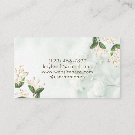 Elegante natuurlijke bloem witte groene zachte Wat Visitekaartje (Achterkant)