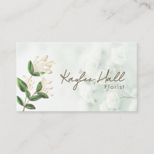 Elegante natuurlijke bloem witte groene zachte Wat Visitekaartje (Voorkant)