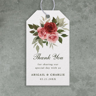 Elegante Natuurlijke Bloemige Trouw Witte Dank Je Cadeaulabel