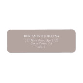 Elegante natuurlijke crème bruiloft retour adres etiket (Voorkant)