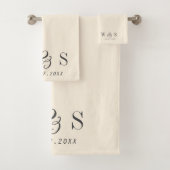 Elegante natuurlijke crème initiaal bruidsparen bad handdoek (Insitu)