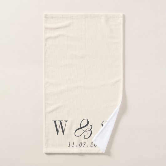 Elegante natuurlijke crème initiaal bruidsparen bad handdoek (Handdoek)