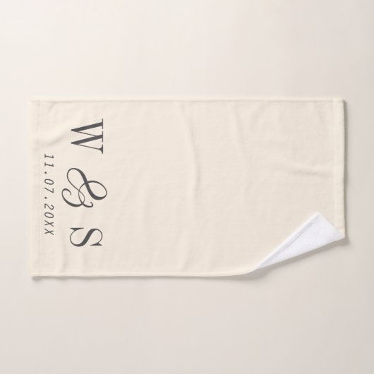 Elegante natuurlijke crème initiaal bruidsparen bad handdoek (Handdoek)