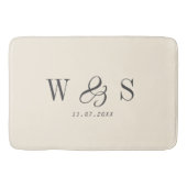 Elegante natuurlijke crème initiaal bruidsparen badmat (Voorkant)