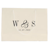 Elegante natuurlijke crème initiaal bruidsparen groot cadeauzakje (Achterkant)