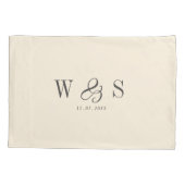 Elegante natuurlijke crème initiaal bruidsparen kussensloop (Achterkant)