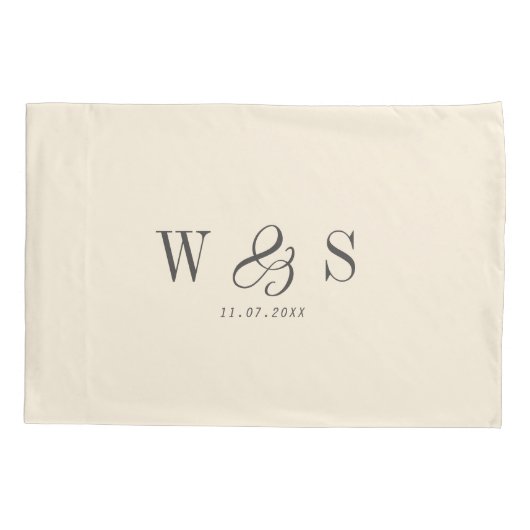 Elegante natuurlijke crème initiaal bruidsparen kussensloop (Achterkant)