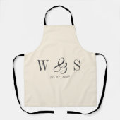 Elegante natuurlijke crème initiaal bruidsparen schort (Voorkant)