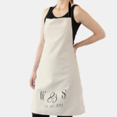 Elegante natuurlijke crème initiaal bruidsparen schort (Insitu)