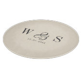 Elegante natuurlijke crème initiaal bruidsparen snijplank (Hoek)