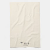 Elegante natuurlijke crème initiaal bruidsparen theedoek (Verticaal)