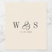 Elegante natuurlijke crème initiaal bruidsparen wijn etiket (Enkel label)
