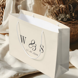 Elegante natuurlijke crèmekleurige huwelijksparen groot cadeauzakje