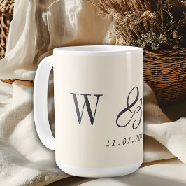 Elegante natuurlijke crèmekleurige initiaal voor h koffiemok