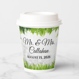 Elegante natuurlijke varens romantische bladeren b papieren bekers