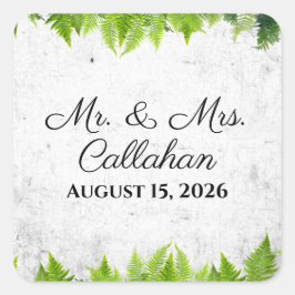 Elegante natuurlijke varens romantische bladeren b vierkante sticker