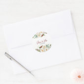 Elegante Natuurlijke Witte Roos Pioen Bloemige Bru Ronde Sticker (Envelop)