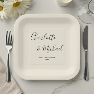 Elegante Natuurlijke Witte Script Minimalistische  Papieren Bordje