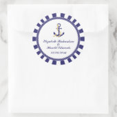Elegante Nautical Navy Bruiloft Ronde Sticker (Tas)