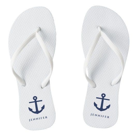 Elegante Nautilus Anker Aangepaste Naam Teenslippers (Voetbed)