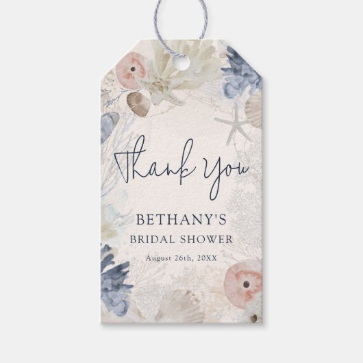 Elegante Nautilus Bruiloft Bridal Shower Bedankje Cadeaulabel (Voorkant)
