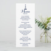 Elegante Nautilus Trouw Lantaarn Wit & Blauw Menu (Staand voorkant)