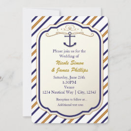 Elegante nautische anker blauwe witte gouden uitno kaart