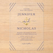 Elegante nautische anker bruiloft acryl uitnodigingen (Voorkant)