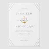 Elegante nautische anker bruiloft vellum uitnodigingen (Voorkant)