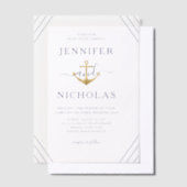 Elegante nautische anker bruiloft vellum uitnodigingen (Offset)