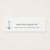 Elegante nautische anker bruiloft website RSVP Mini Visitekaartjes (Voorkant)
