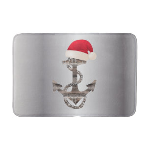 elegante nautische ANKER + KERSTMUTS HOED   Badmat