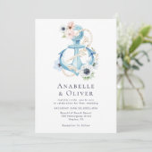 Elegante nautische bloemenanker bruiloft kaart (Staand voorkant)