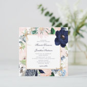 Elegante nautische bloemenbruiloft kaart (Staand voorkant)