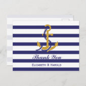 Elegante nautische bruiloft dank u briefkaart (Voorkant / Achterkant)