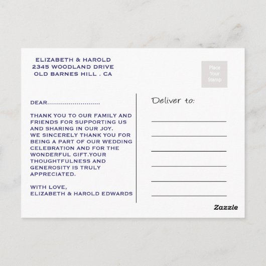 Elegante nautische bruiloft dank u Briefkaart (Achterkant)