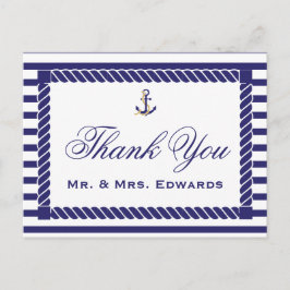 Elegante nautische bruiloft dank u Briefkaart