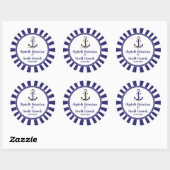 Elegante nautische bruiloft marine anker ronde sticker (Vel)