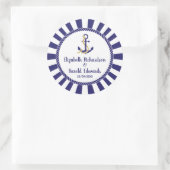 Elegante nautische bruiloft marine anker ronde sticker (Tas)