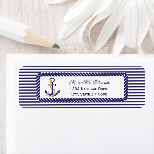 Elegante nautische bruiloft marine strepen etiket (Insitu)