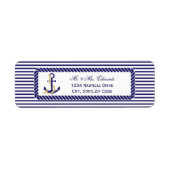 Elegante nautische bruiloft marine strepen etiket (Voorkant)