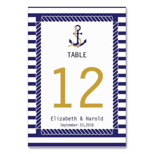 Elegante nautische bruiloft marine strepen kaart (Achterkant)