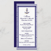 Elegante nautische bruiloft marine strepen Menu (Voorkant / Achterkant)